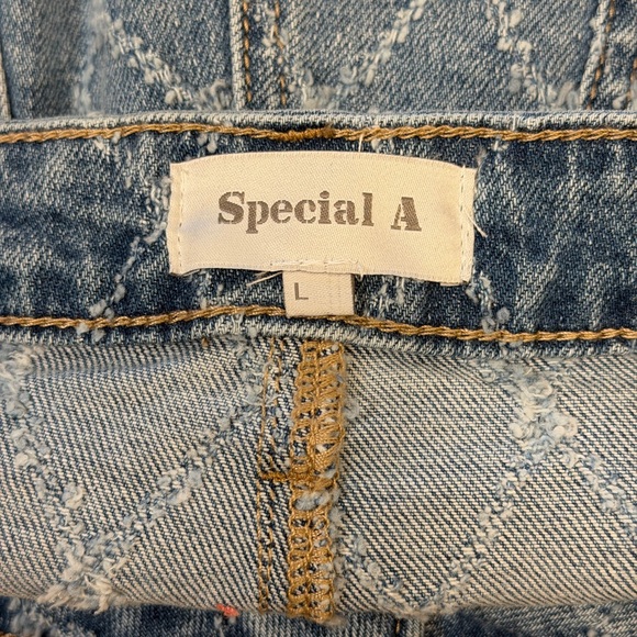Special A Shorts Size Large Medium Blue Wash Diamond Stitch Pattern NWT - Picture 8 of 11